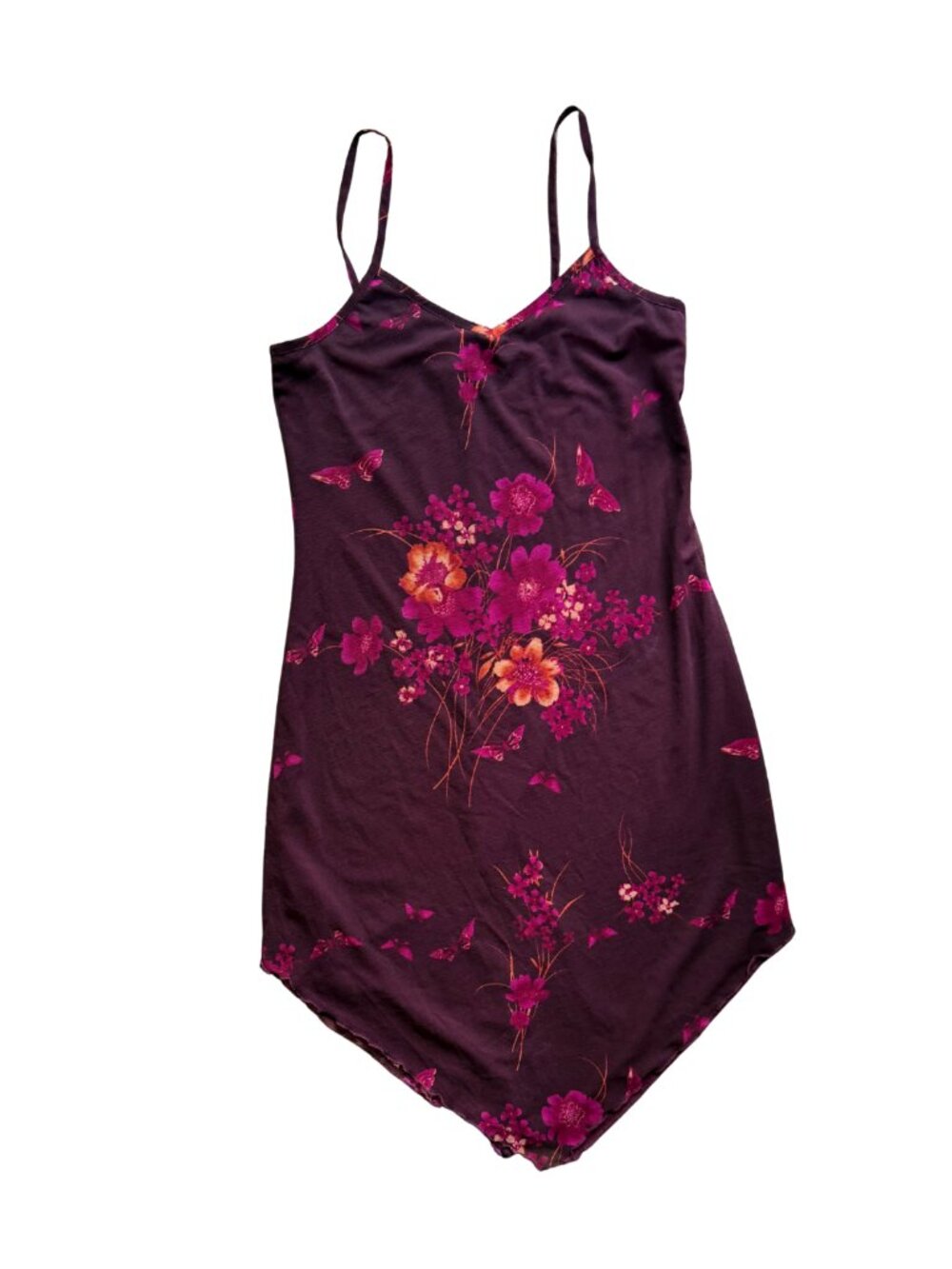 Vintage Wild Asymmetrical Mesh Floral Midi Slip Dress Size Large